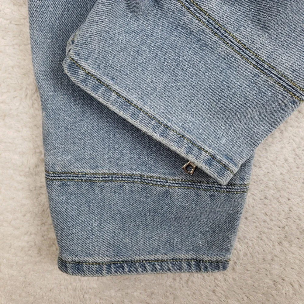 Fashion Nova Men Light Wash Moto Distressed Skinny Jeans Blue Size 36 Ankle Zip